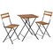 Acacia Wood Folding Patio Bistro Set with 2 Chairs, Metal Frame and Space-Saving Design